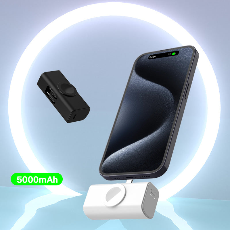Latest 3 in 1 5000mAh portable power bank with Type-c &lighting two cables for Smartphone and iWatch