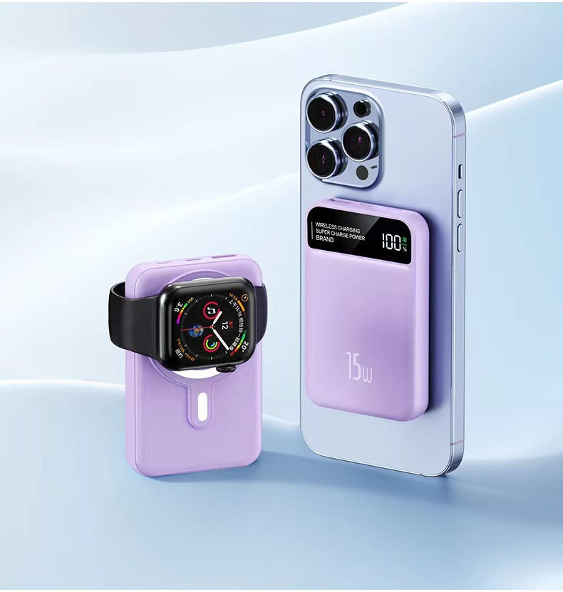 3 in 1 magnetic power bank with digital display for iPhone 15 & iWatch &Airpods 10000mAh mobile power