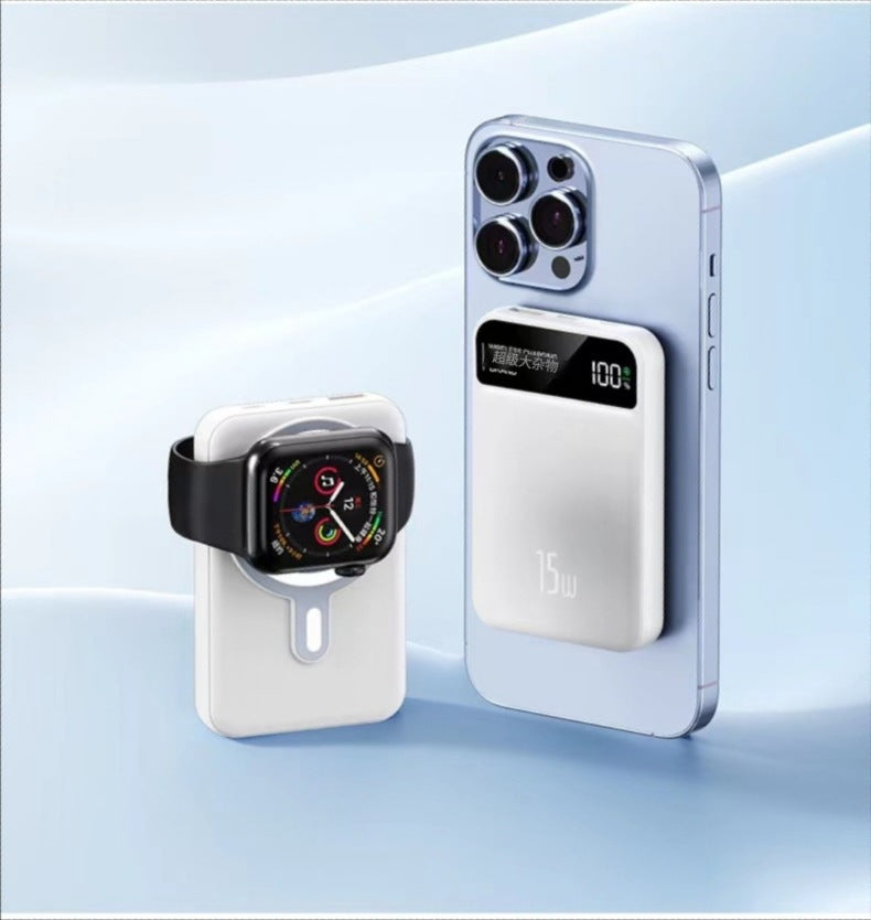 3 in 1 magnetic power bank with digital display for iPhone 15 & iWatch &Airpods 10000mAh mobile power