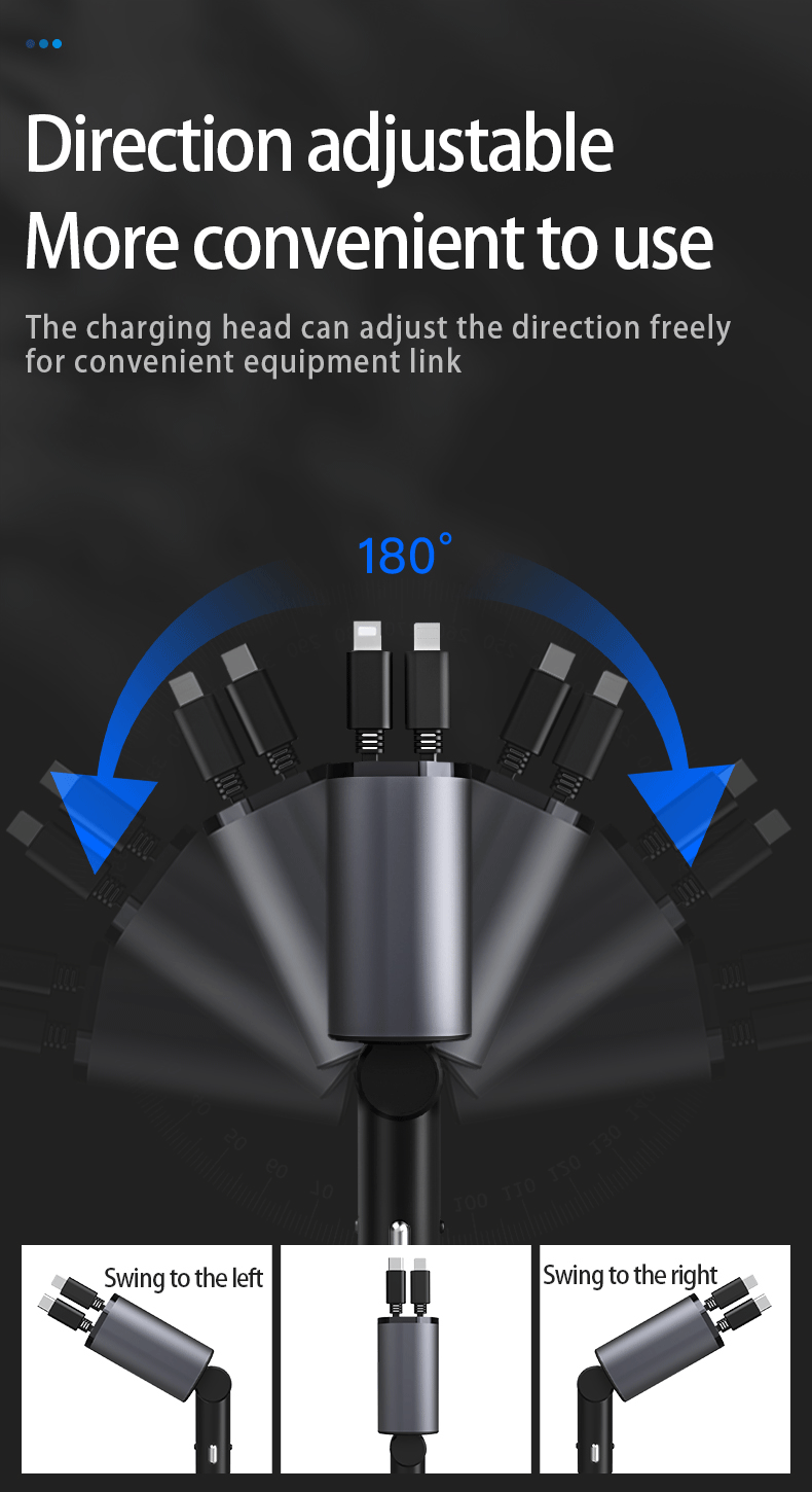 Retractable Car Charger, USB C 60W Car Phone Charger, iPhone Cigarette Lighter Charger, Fast Car Charger Adapter Compatible with 14 Pro Max 13 12 Samsung Galaxy S23/22 Pixel