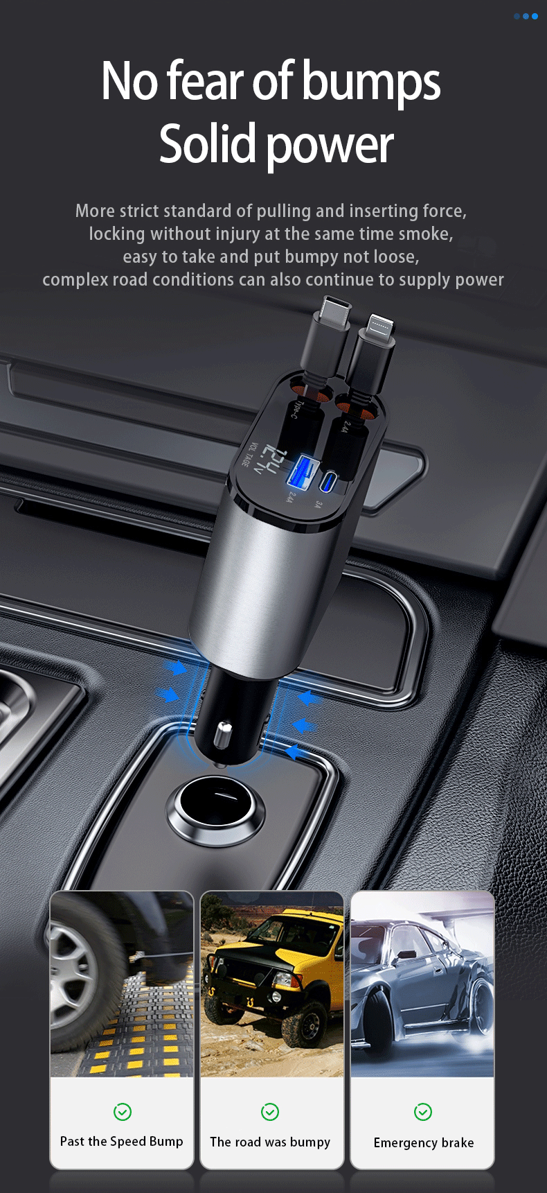 Retractable Car Charger, USB C 60W Car Phone Charger, iPhone Cigarette Lighter Charger, Fast Car Charger Adapter Compatible with 14 Pro Max 13 12 Samsung Galaxy S23/22 Pixel