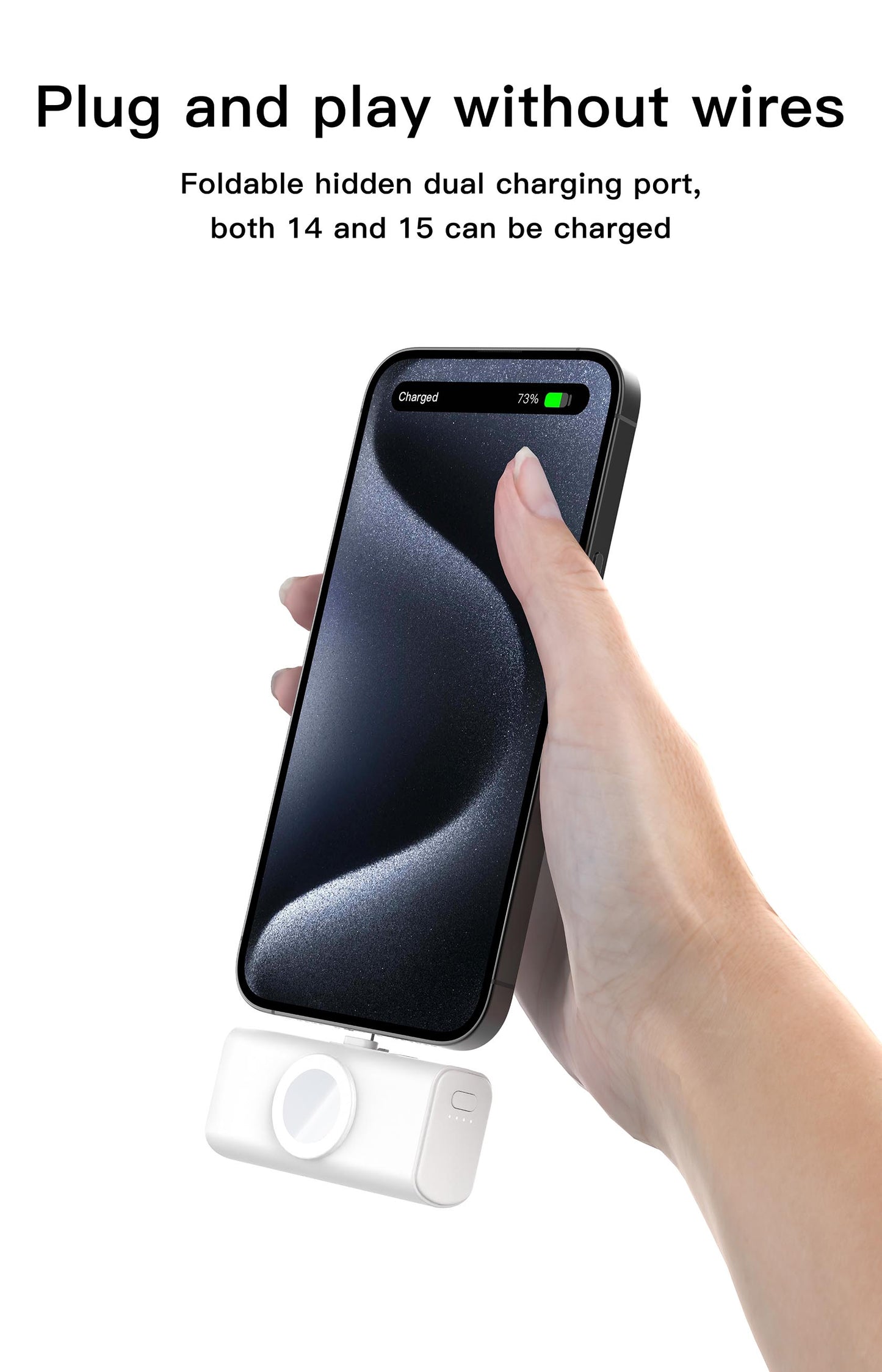 Latest 3 in 1 5000mAh portable power bank with Type-c &lighting two cables for Smartphone and iWatch
