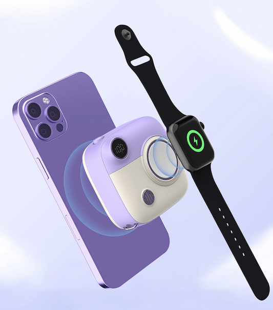 Mini camera 10000mAh magnetic mobile power Mobile phone watch 2-in-1 wireless charging bank