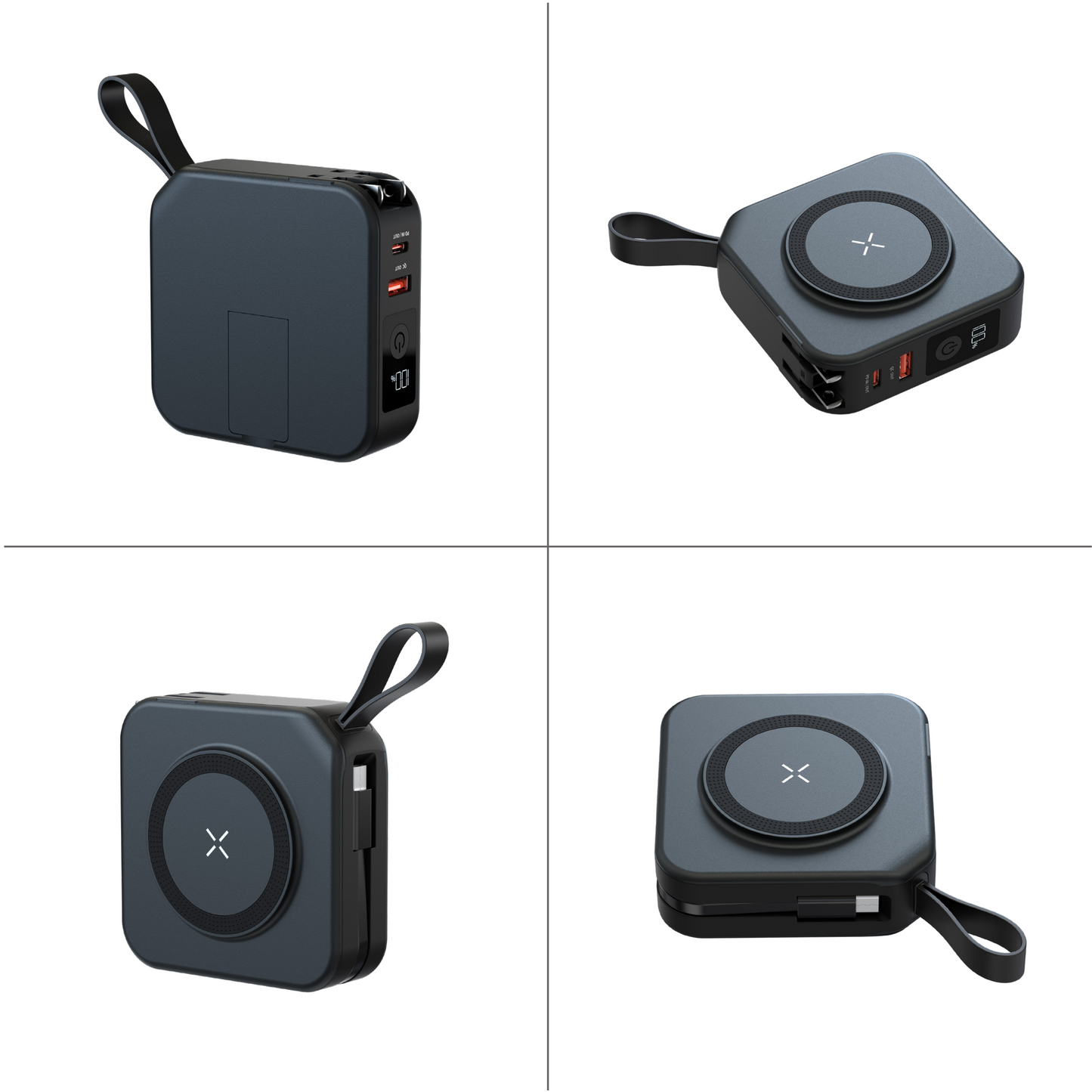 10000mAh multifunctional 5 in 1 power bank travel charger with type-c cable with AU/EU/US/UK plug