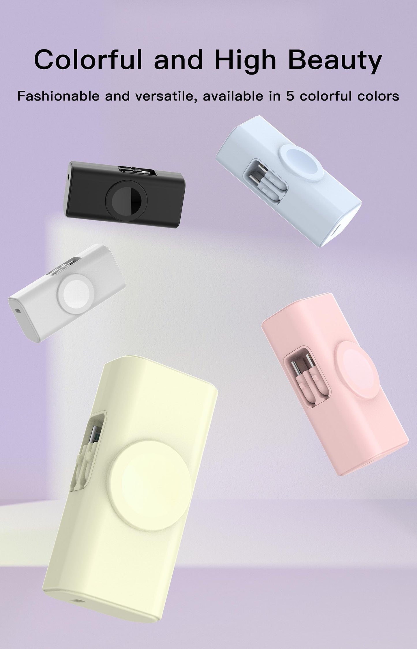 Latest 3 in 1 5000mAh portable power bank with Type-c &lighting two cables for Smartphone and iWatch