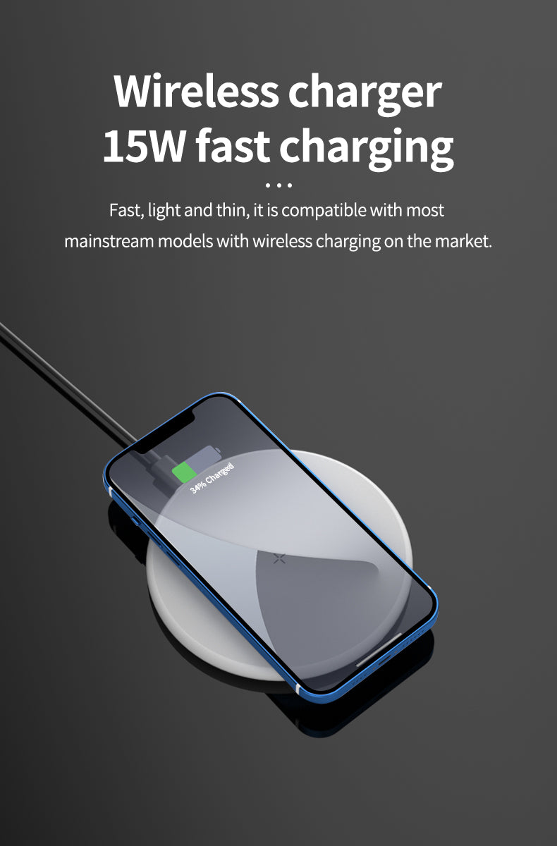 15W QI wireless fast chargeing round pad 52C