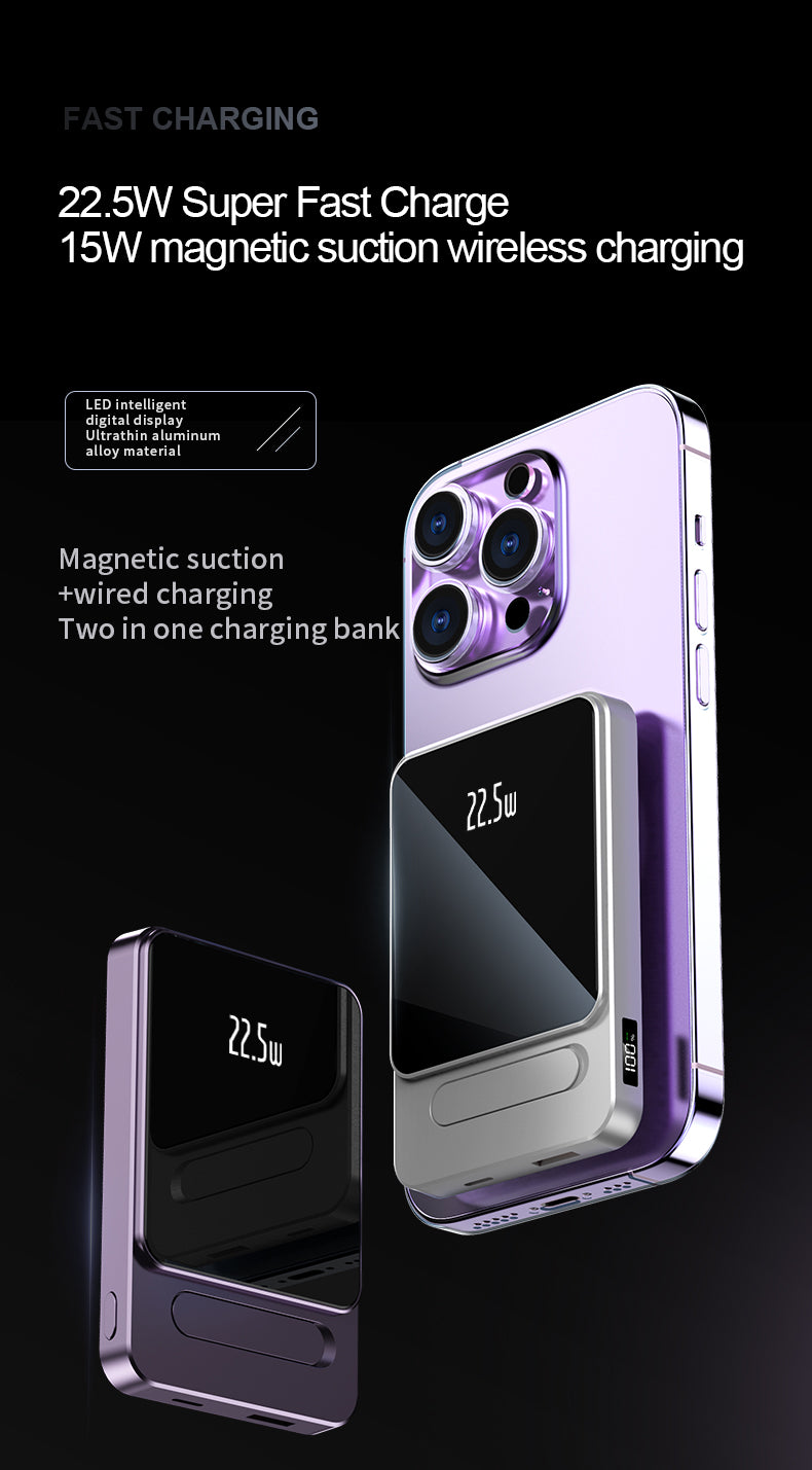 Ultra-thin magnetic 15W wireless charging power bank power display 22.5W PD Fast charging