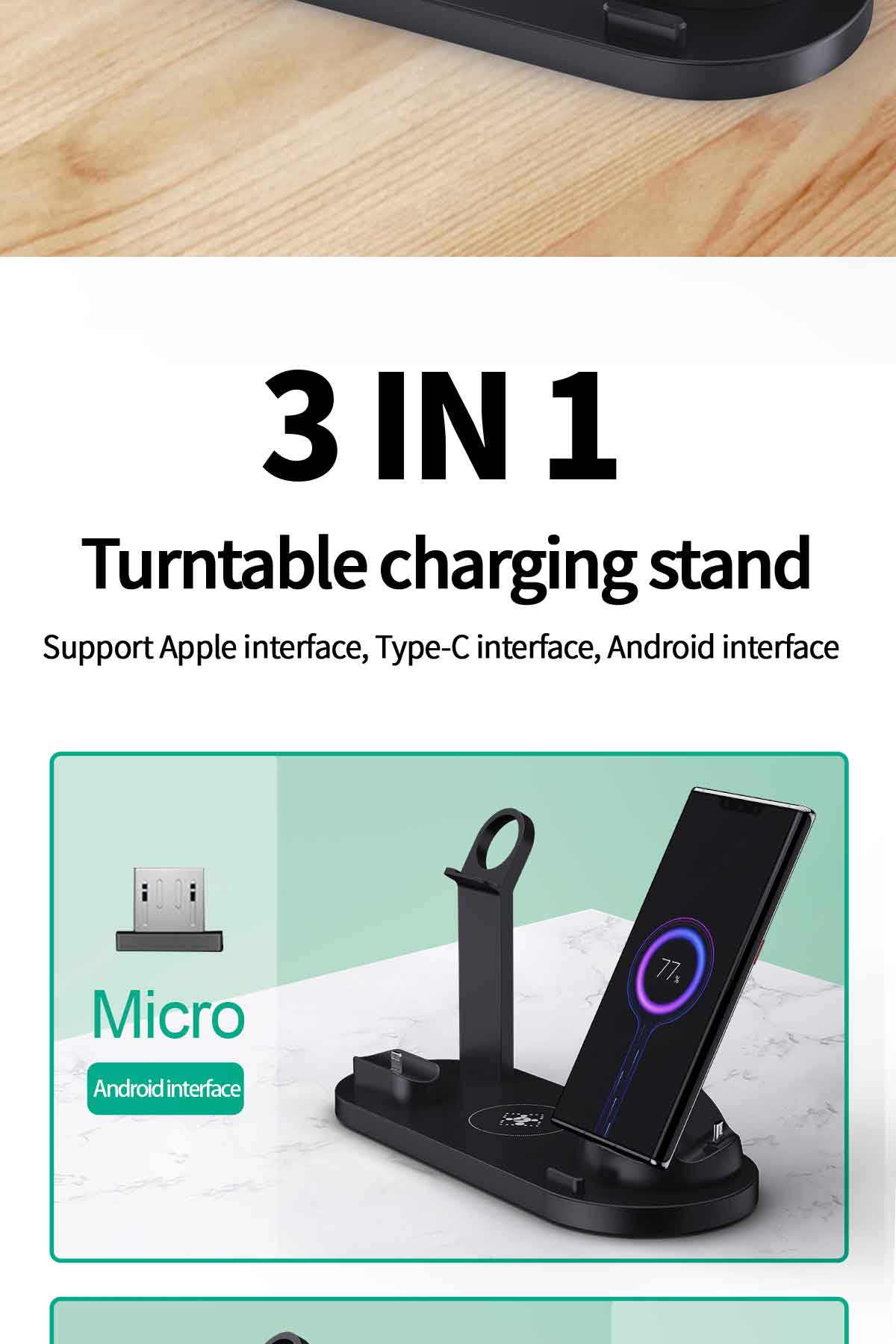 Lastest 6-in-1 wireless charging base for samrtphone for Airpods for iWatch for Samsung B07