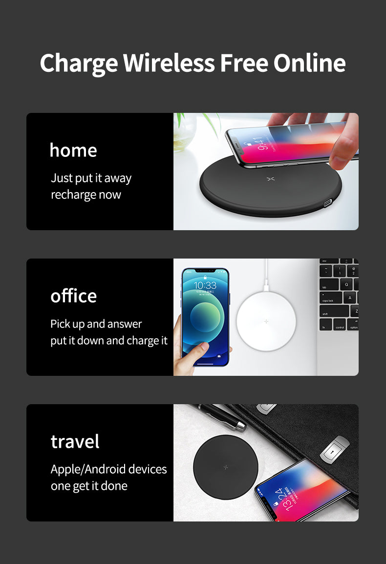 15W QI wireless fast chargeing round pad 52C