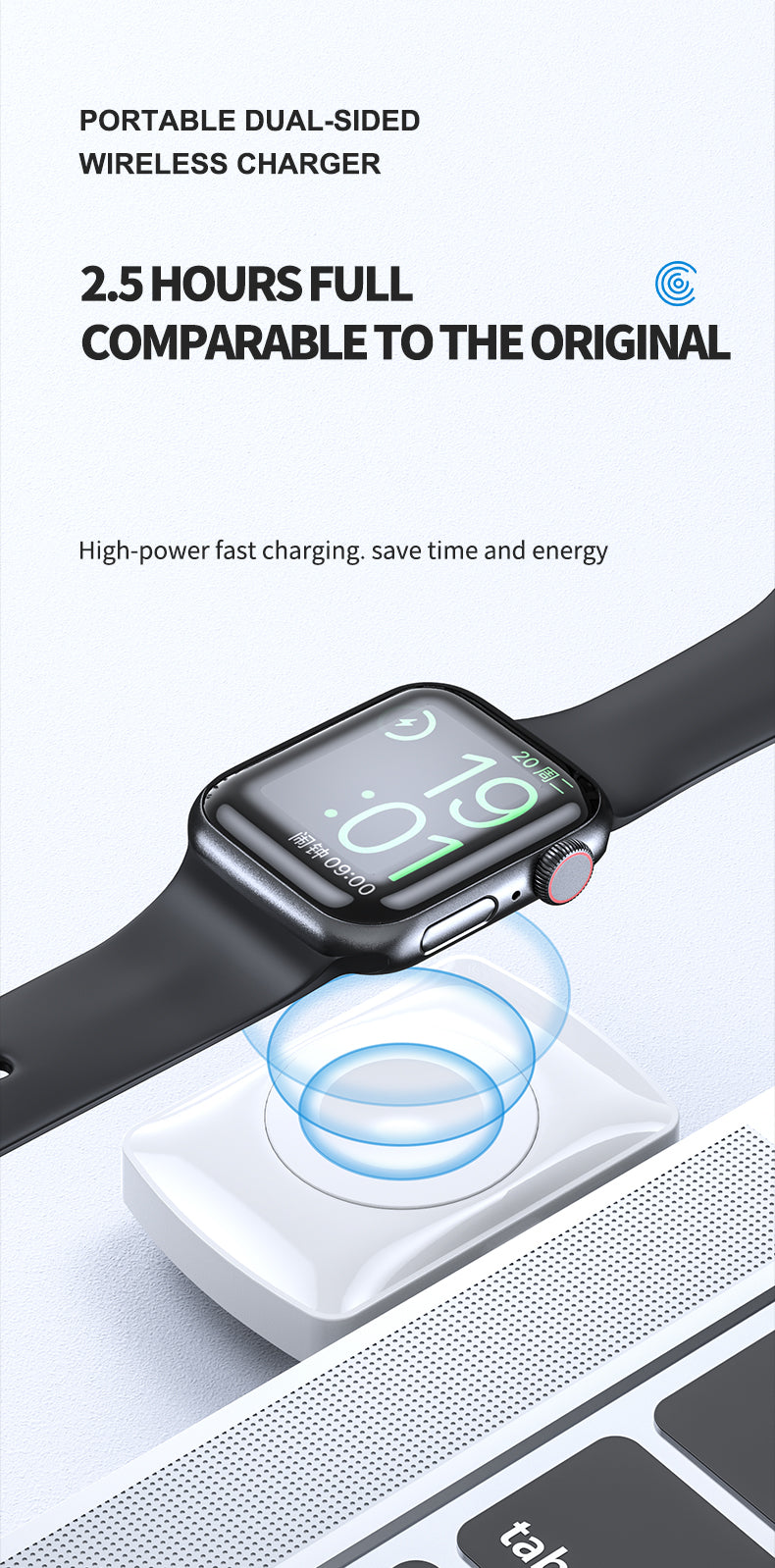 2 in 1 Double-sided wireless phone and apple watch charger charging battery life anytime 997