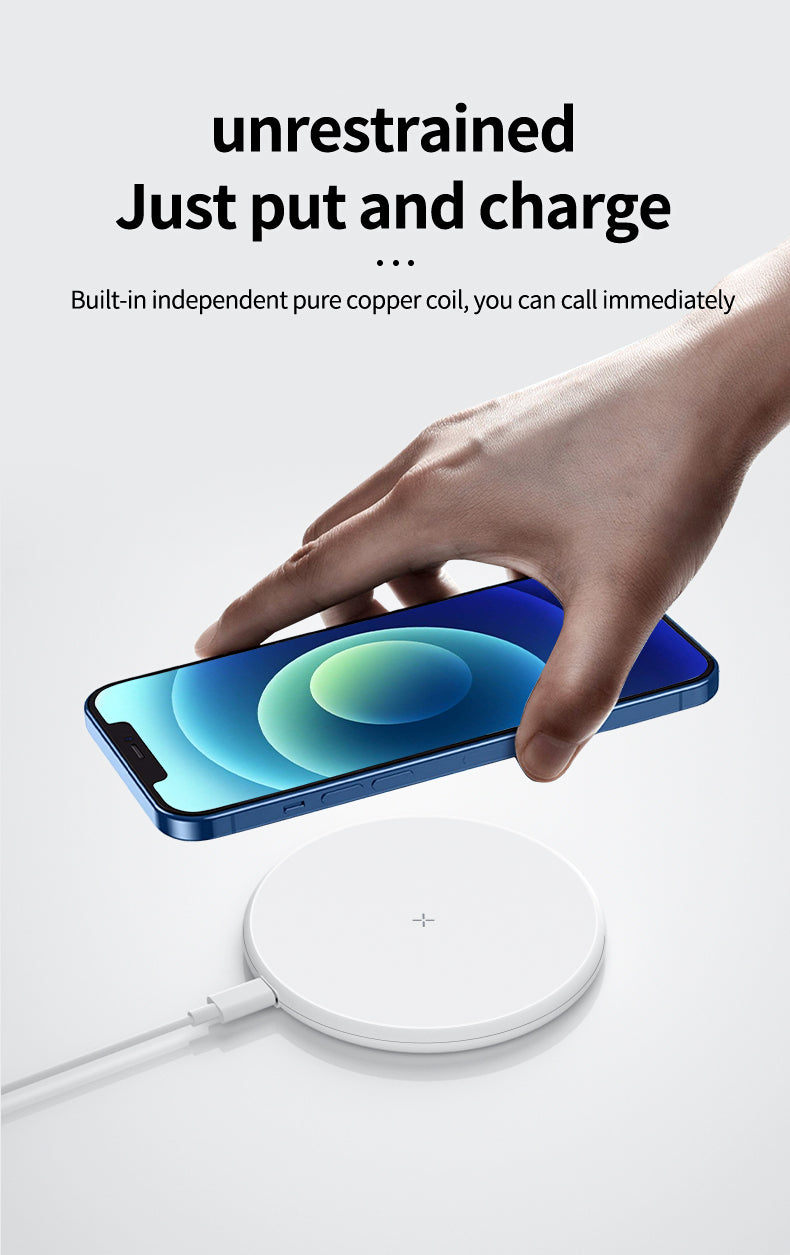15W QI wireless fast chargeing round pad 52C