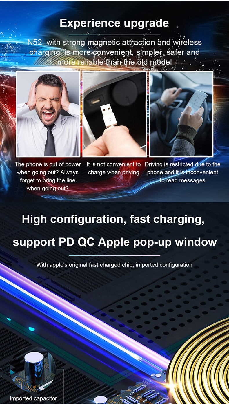 15w Magnetic Car Holder Wireless Charger B8