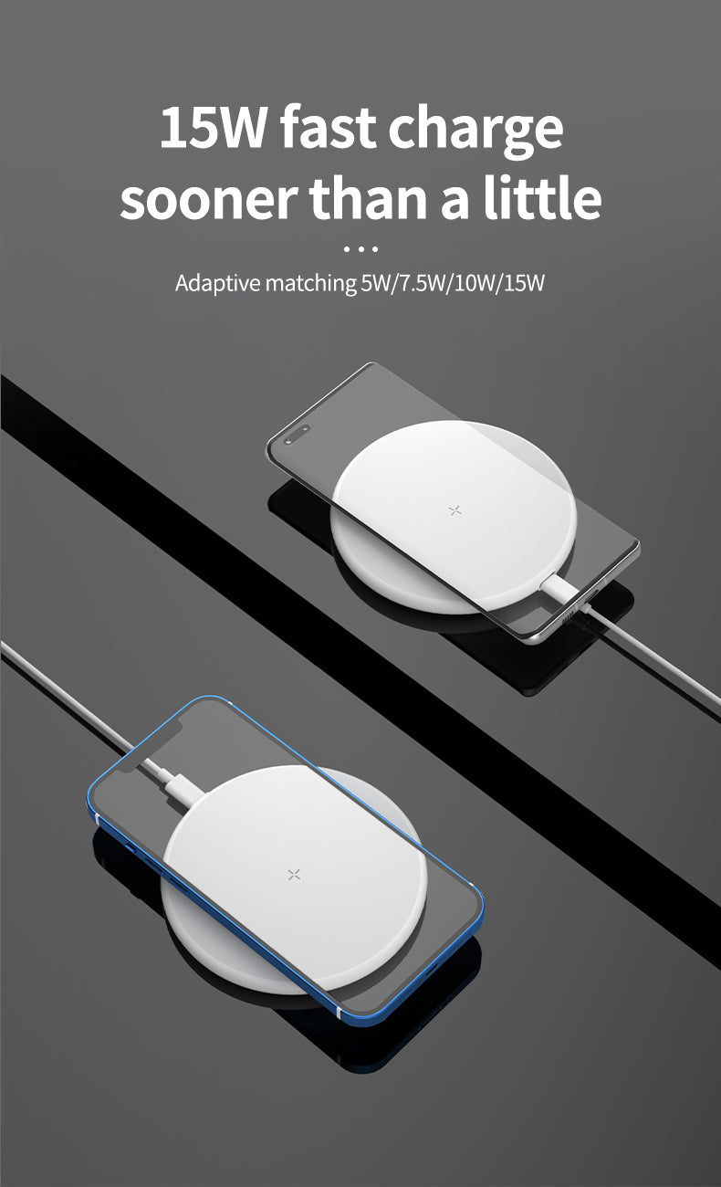 15W QI wireless fast chargeing round pad 52C
