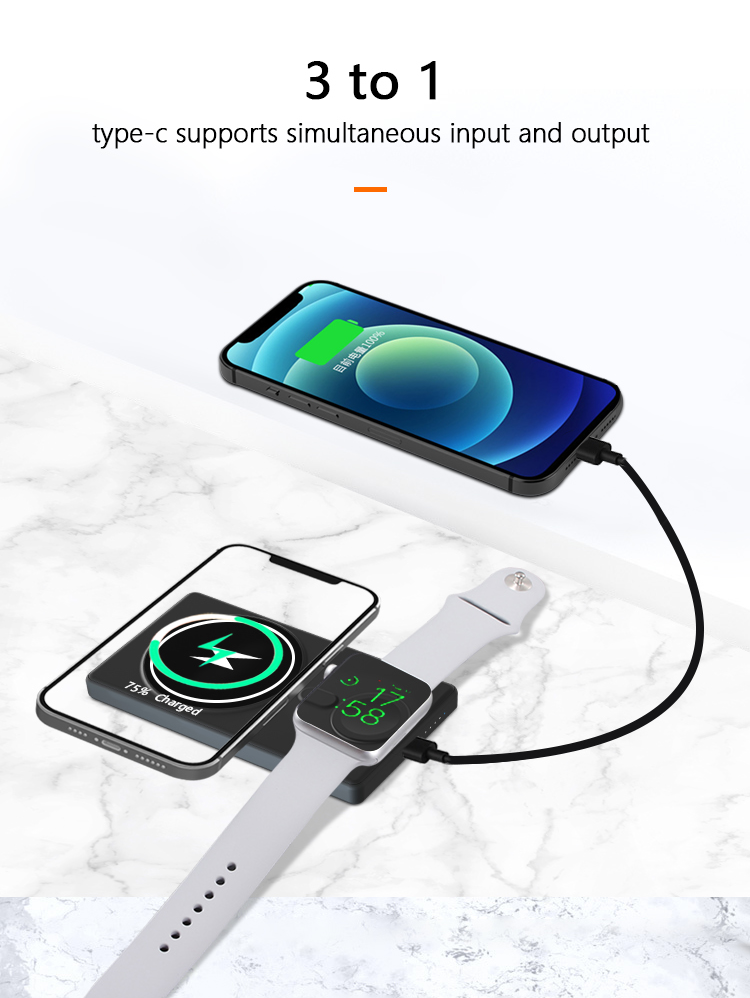 Innovative magnetic 3 in 1 wireless charging power bank N66