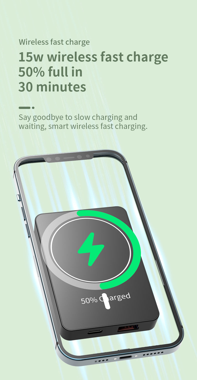 Portable 5000mah 15W Fast wireless Charging Magnetic Power Bank 976