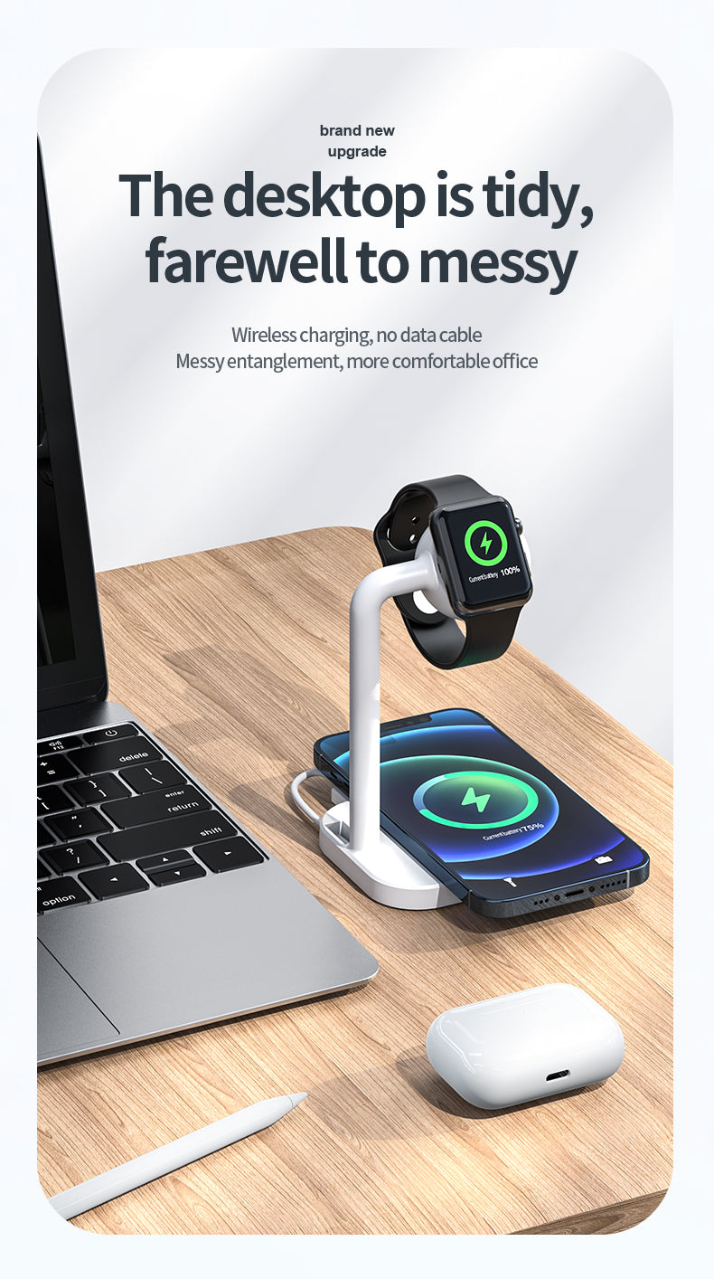 15W fast charging Desktop 2 in 1 magnetic wireless charger 978