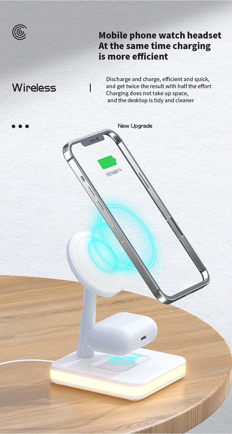 Magnetic 2-in-1 wireless charger with night light 992
