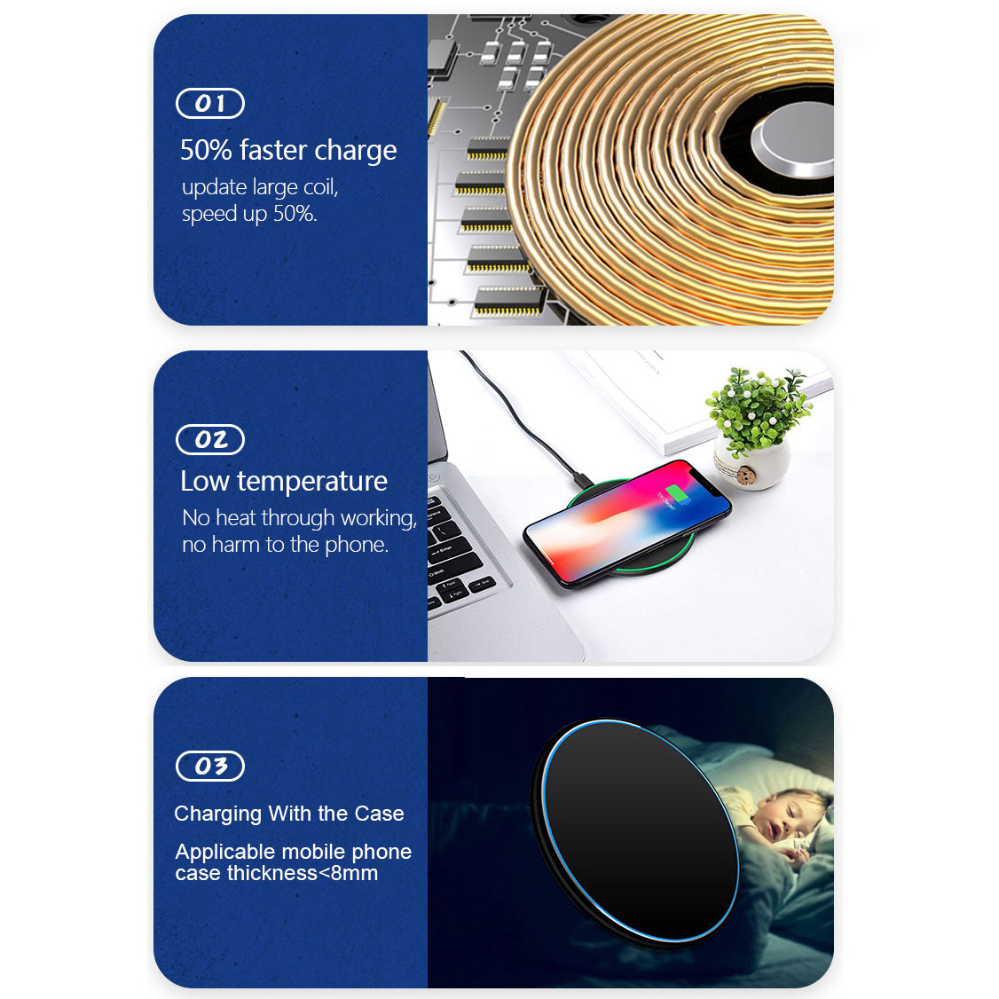 Hot selling Plaid pattern hardware backshell 10W wireless charger pad
