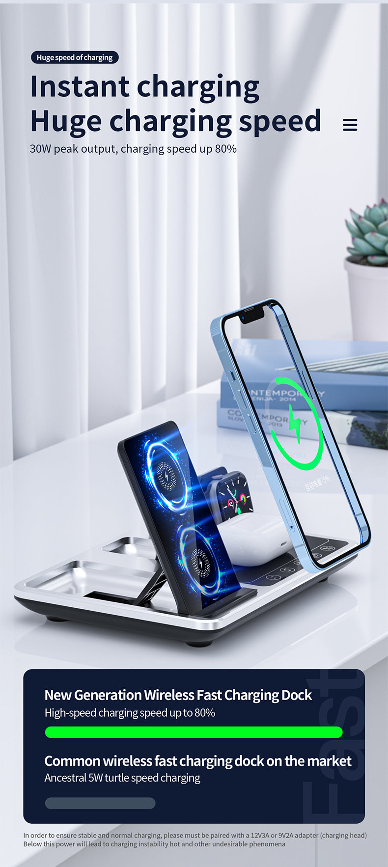 2023 trending products three in one electric lift multifunctional 4 in 1 wireless charger R11