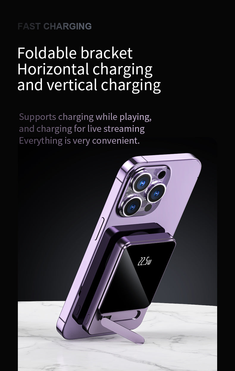 Ultra-thin magnetic 15W wireless charging power bank power display 22.5W PD Fast charging