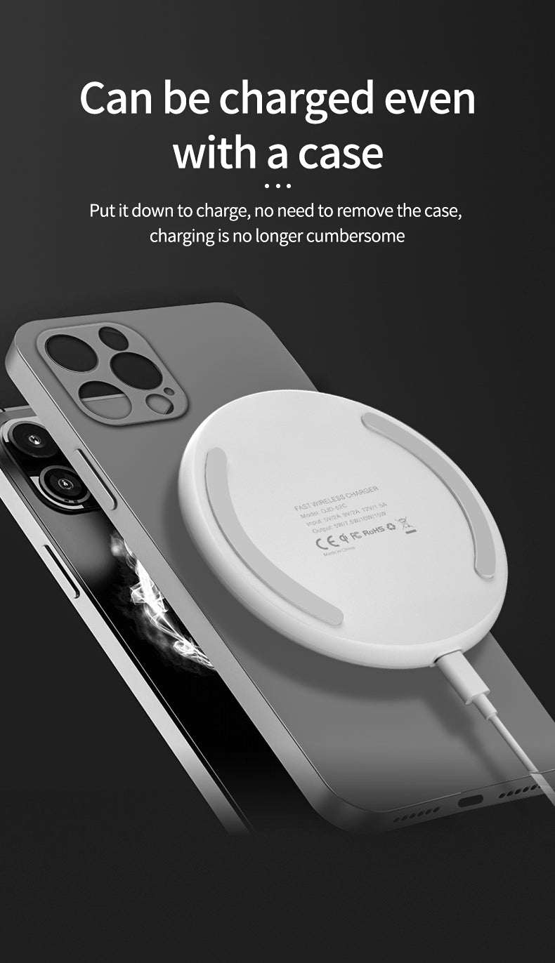 15W QI wireless fast chargeing round pad 52C