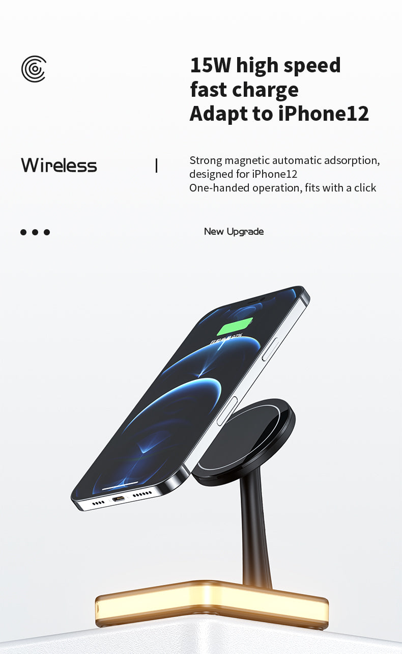 Magnetic 2-in-1 wireless charger with night light 992