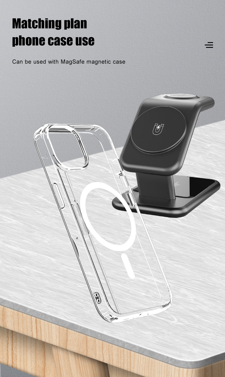 Luxury texture aluminum alloy magnetic 3-in-1 wireless charging stand