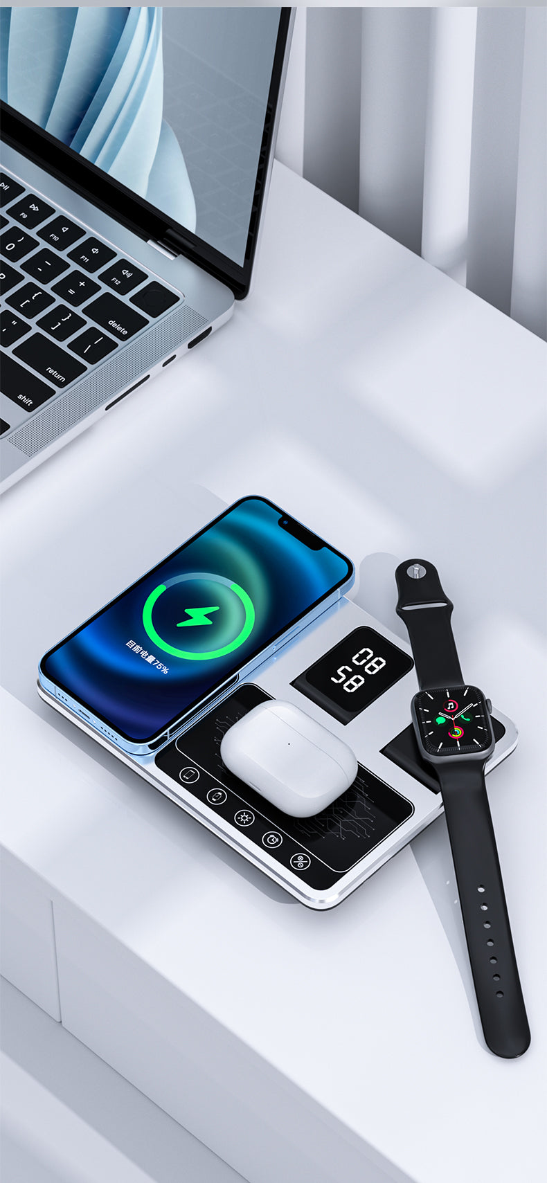 2023 trending products three in one electric lift multifunctional 4 in 1 wireless charger R11