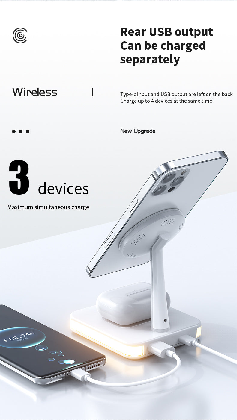 Magnetic 2-in-1 wireless charger with night light 992