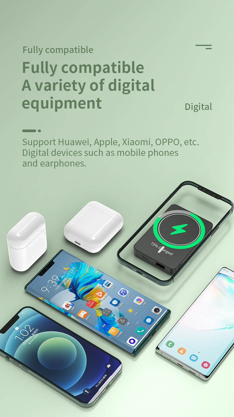 Portable 5000mah 15W Fast wireless Charging Magnetic Power Bank 976