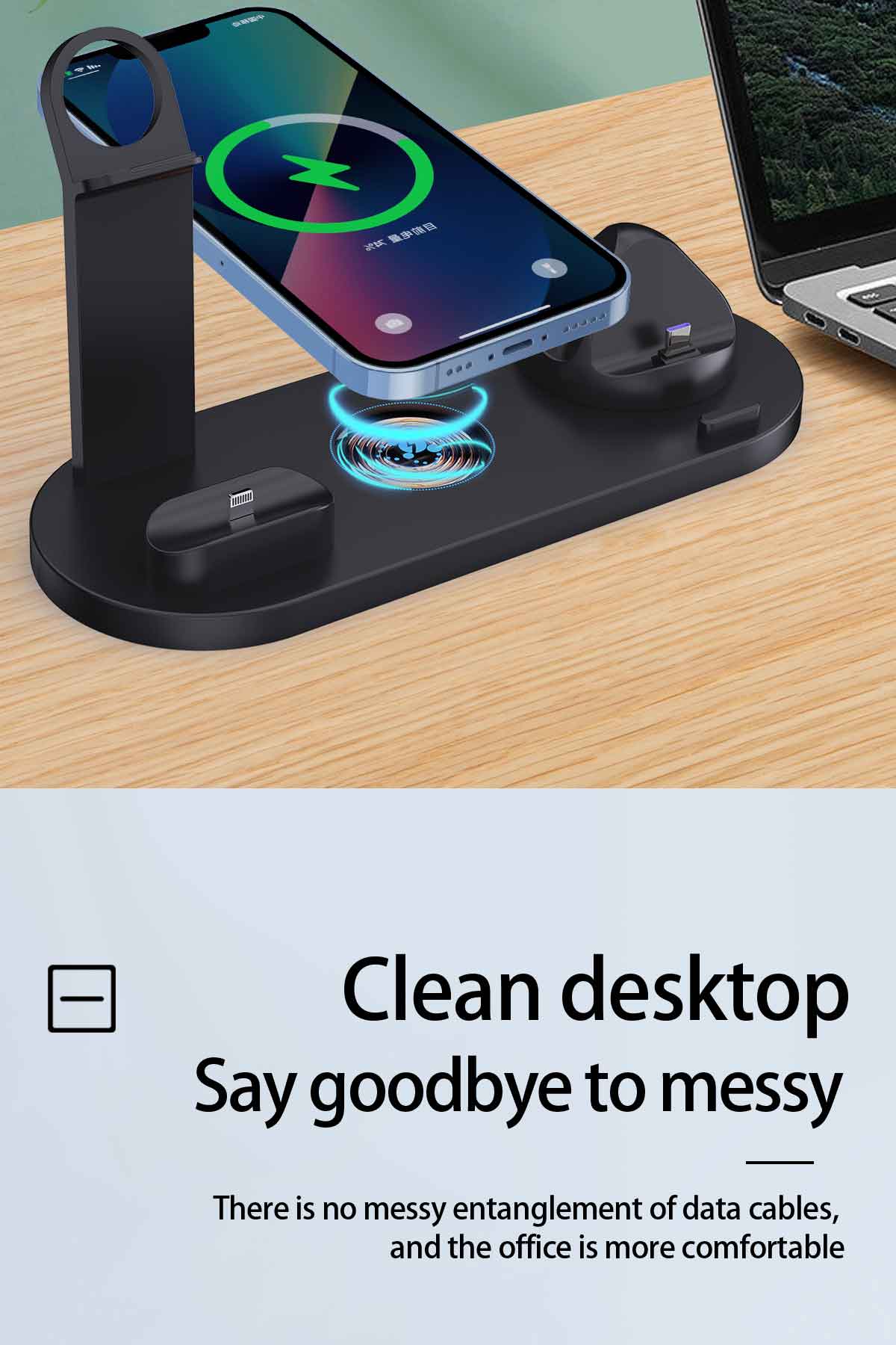 Lastest 6-in-1 wireless charging base for samrtphone for Airpods for iWatch for Samsung B07