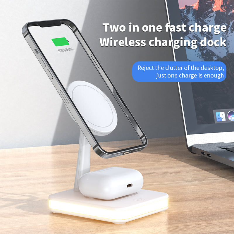 Magnetic 2-in-1 wireless charger with night light 992