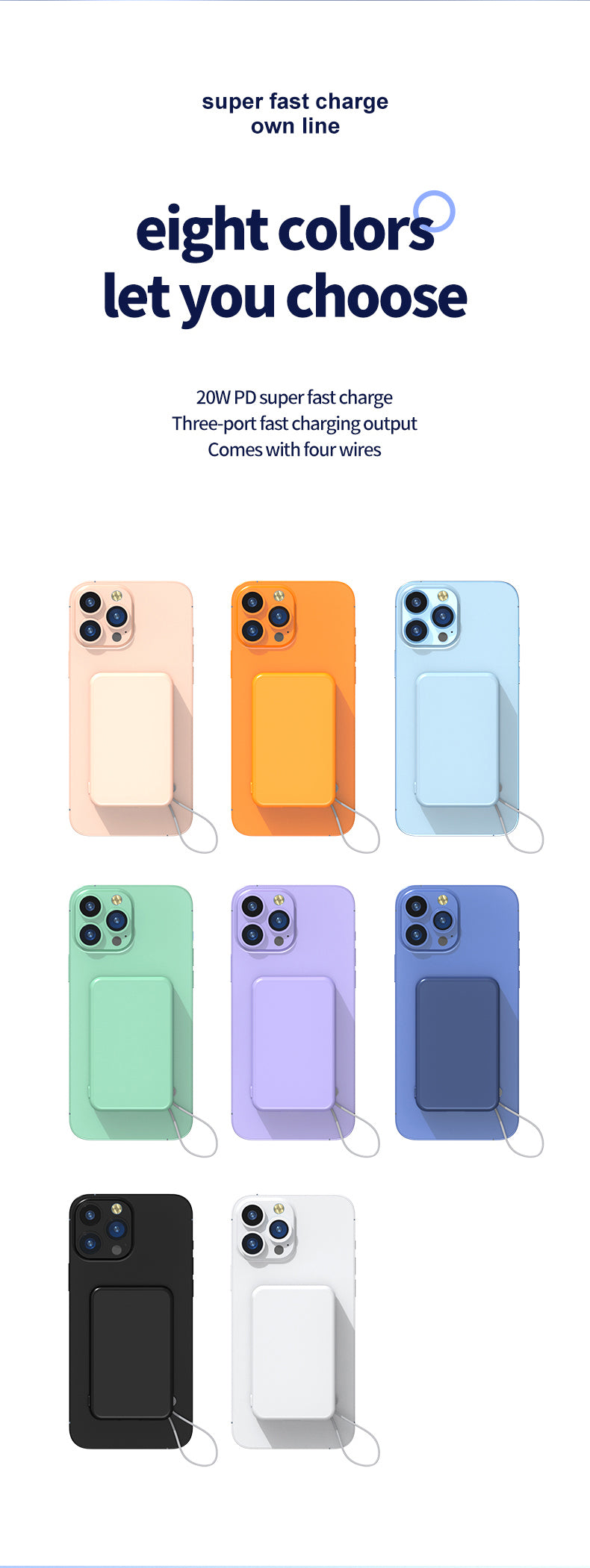 2022 New product magnetic wireless charging bank  with lanyard line A51