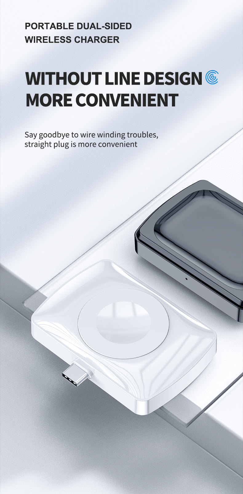 2 in 1 Double-sided wireless phone and apple watch charger charging battery life anytime 997