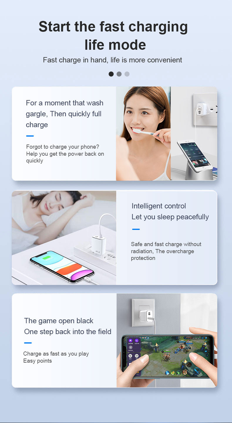 Silicon Carbide PD30W A+C+L port fast adapter US EU plug bulk portable cell phone chargers with FCC certificate