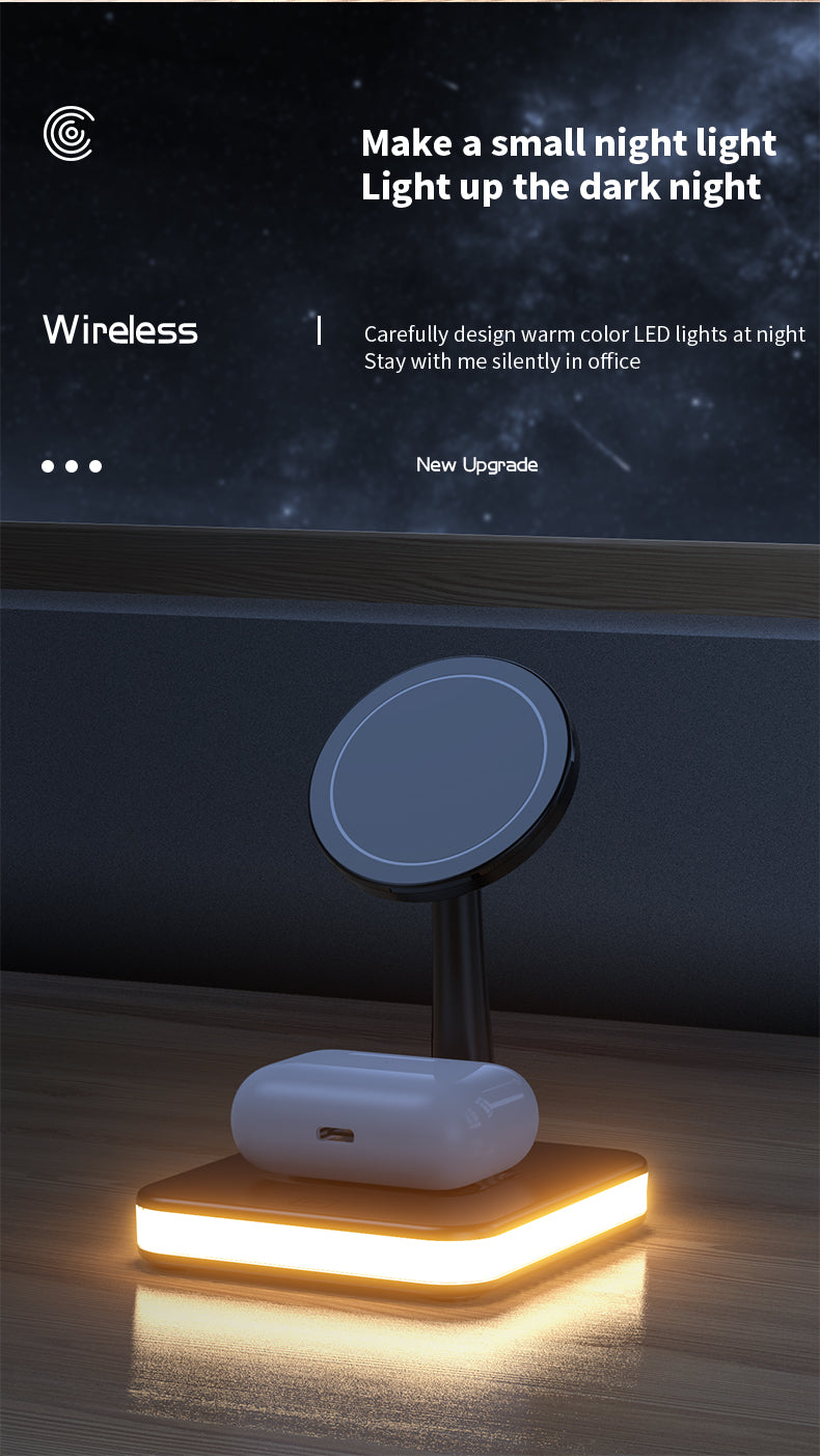 Magnetic 2-in-1 wireless charger with night light 992