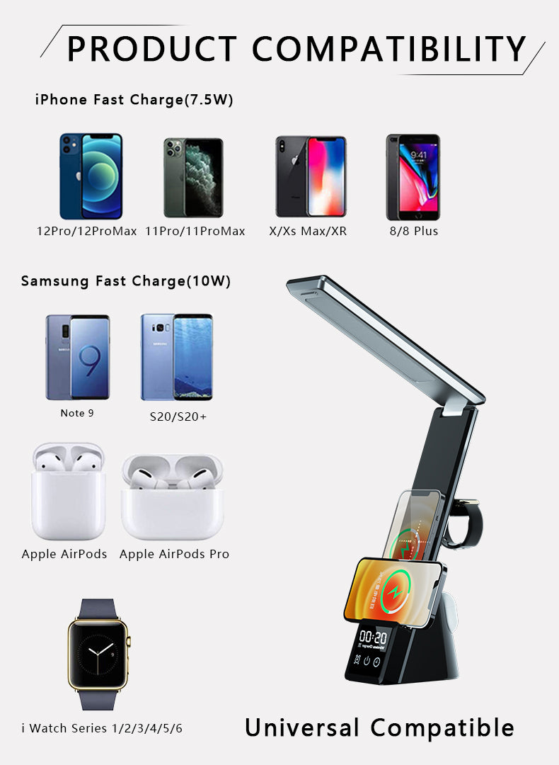 Folding 3 In 1 Table Lamp Desk wireless Charger N61