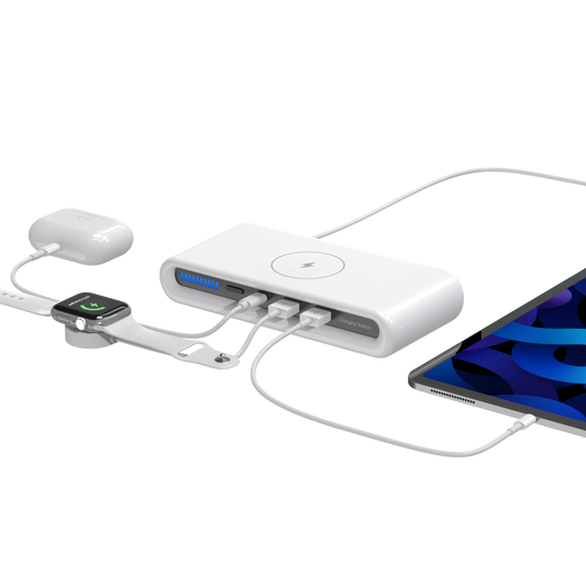 Lastest 30W multi-port 4 in 1 wireless charging station with 2 USB-A + 1 Type-C N67