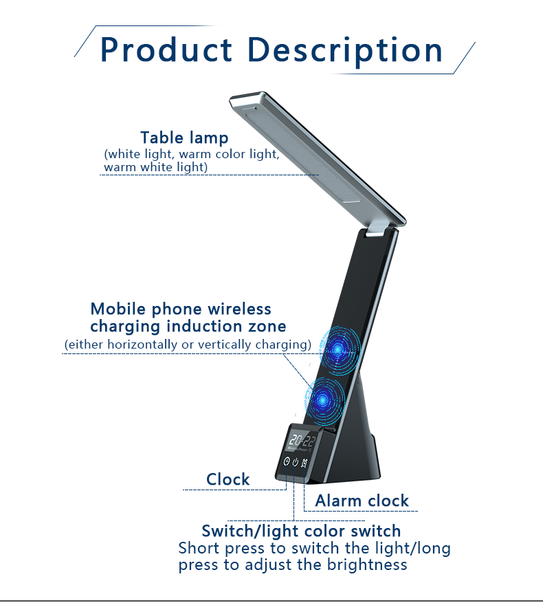 Folding 3 In 1 Table Lamp Desk wireless Charger N61