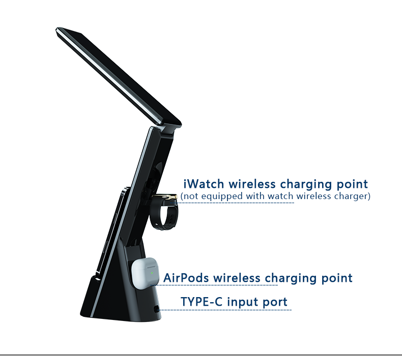 Folding 3 In 1 Table Lamp Desk wireless Charger N61