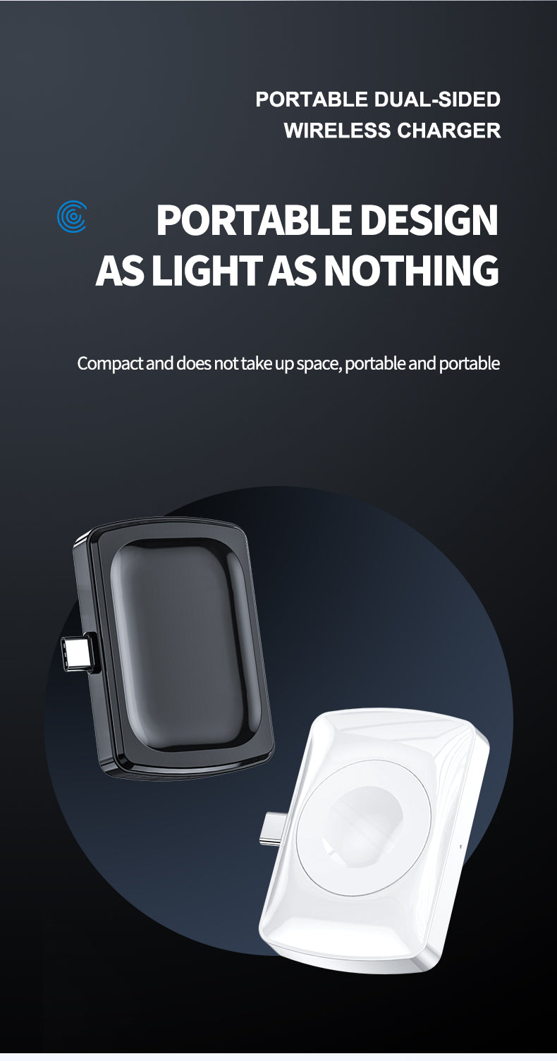 2 in 1 Double-sided wireless phone and apple watch charger charging battery life anytime 997