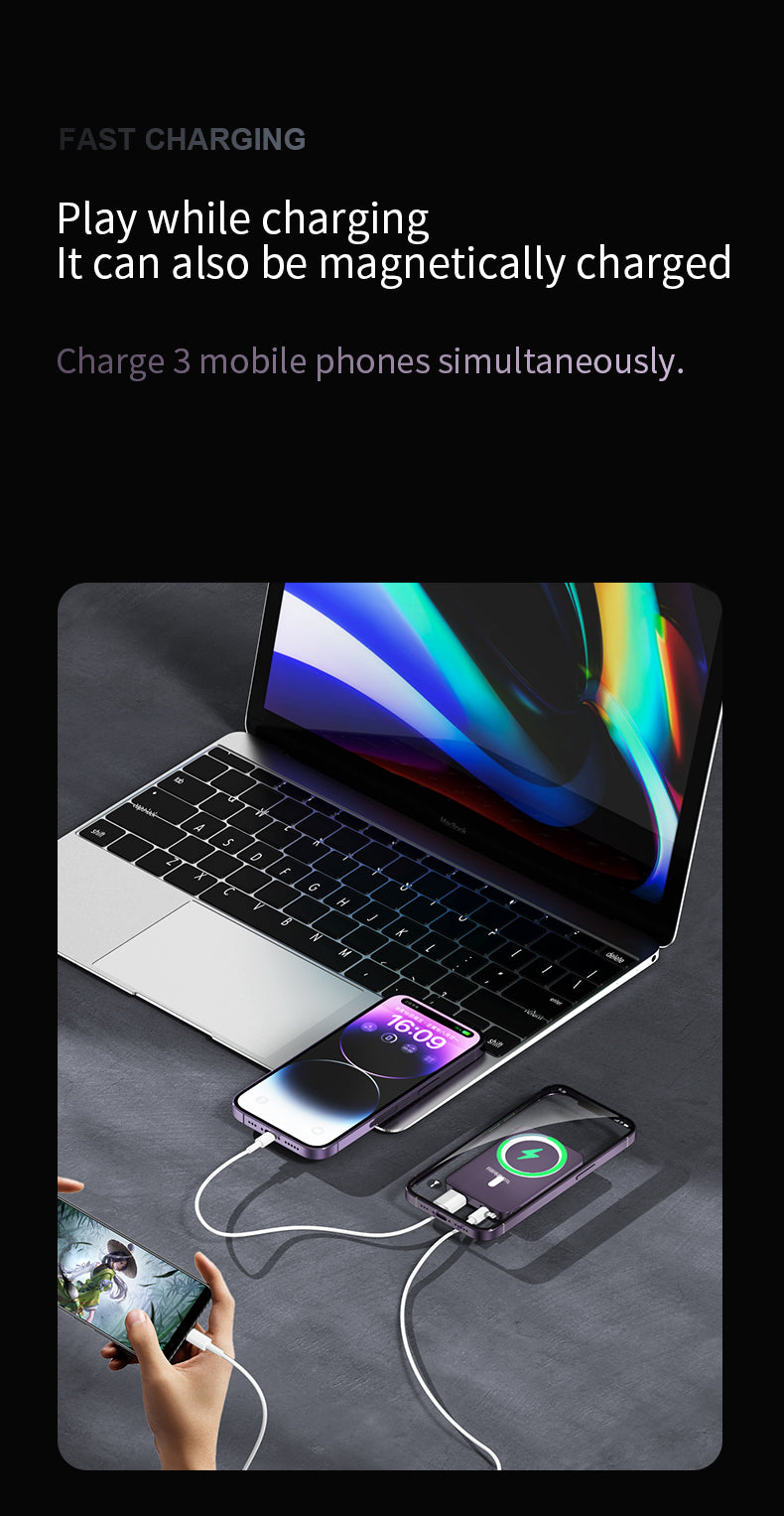 Ultra-thin magnetic 15W wireless charging power bank power display 22.5W PD Fast charging