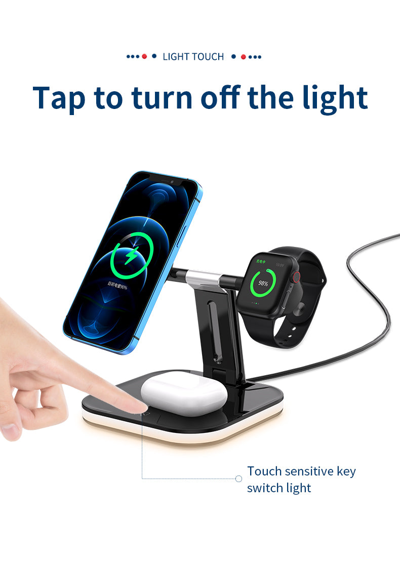15W 3 in 1 Qi Magnetic Wireless Fast Charger for iPhone 971