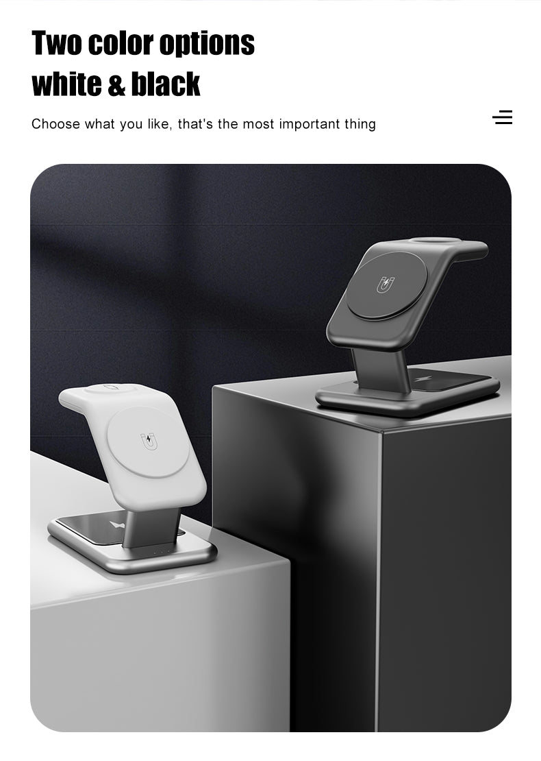 Luxury texture aluminum alloy magnetic 3-in-1 wireless charging stand