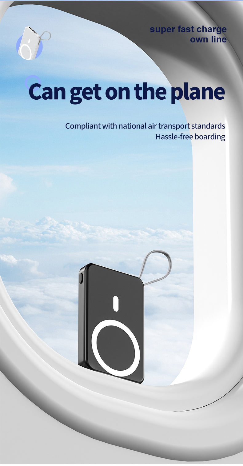 2022 New product magnetic wireless charging bank  with lanyard line A51