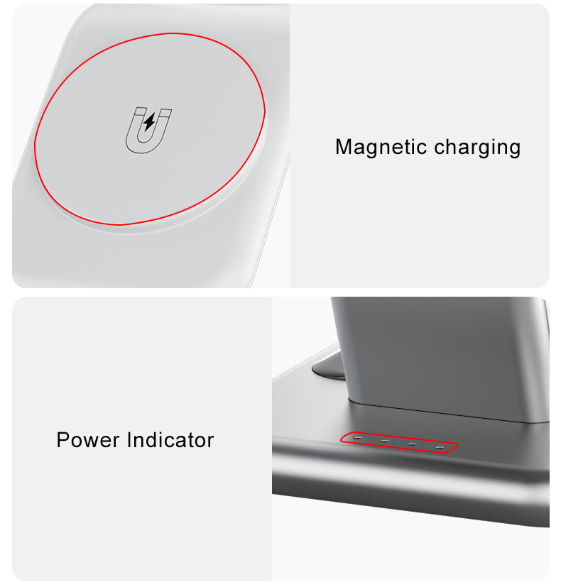 Luxury texture aluminum alloy magnetic 3-in-1 wireless charging stand