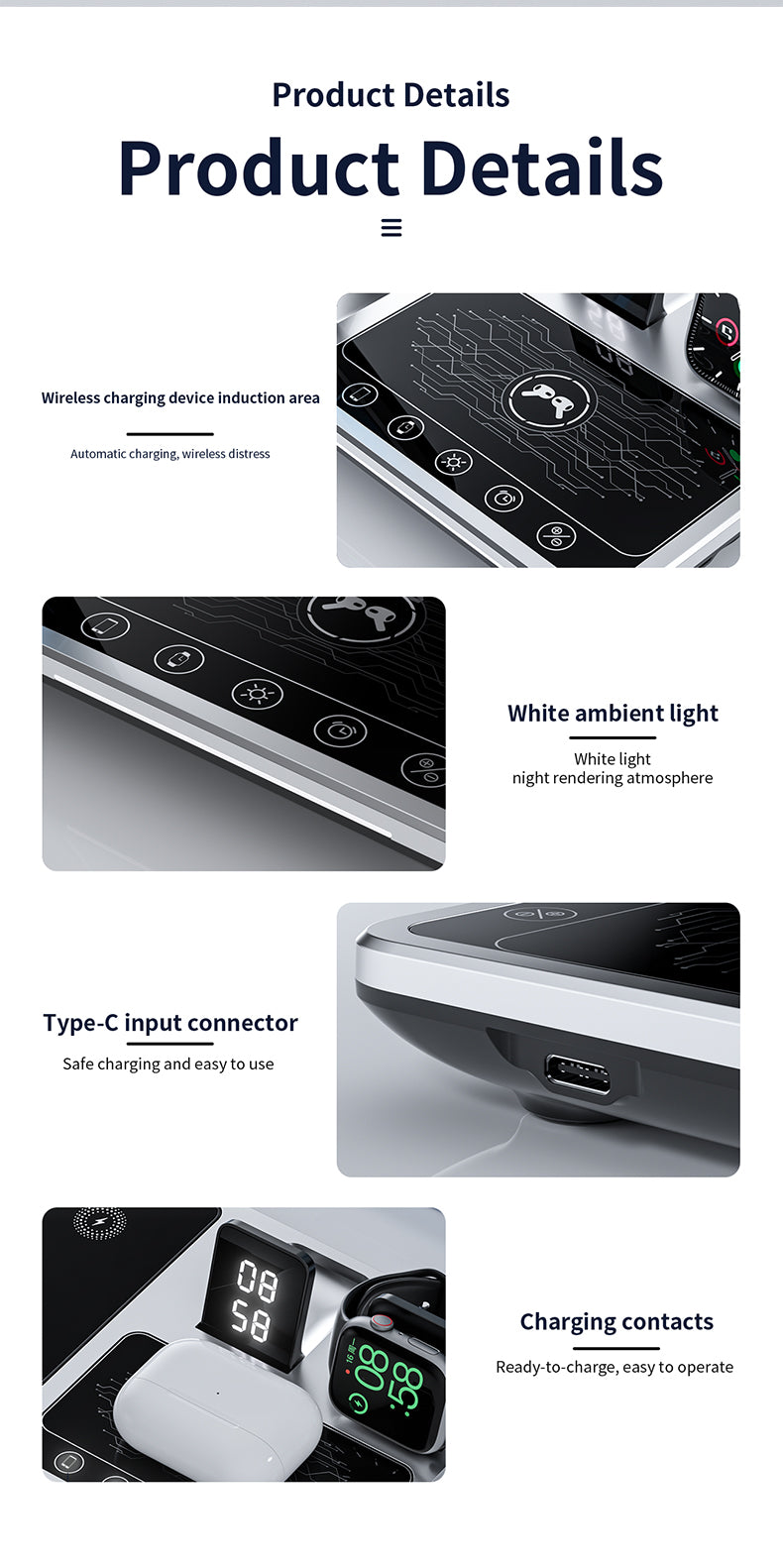 2023 trending products three in one electric lift multifunctional 4 in 1 wireless charger R11