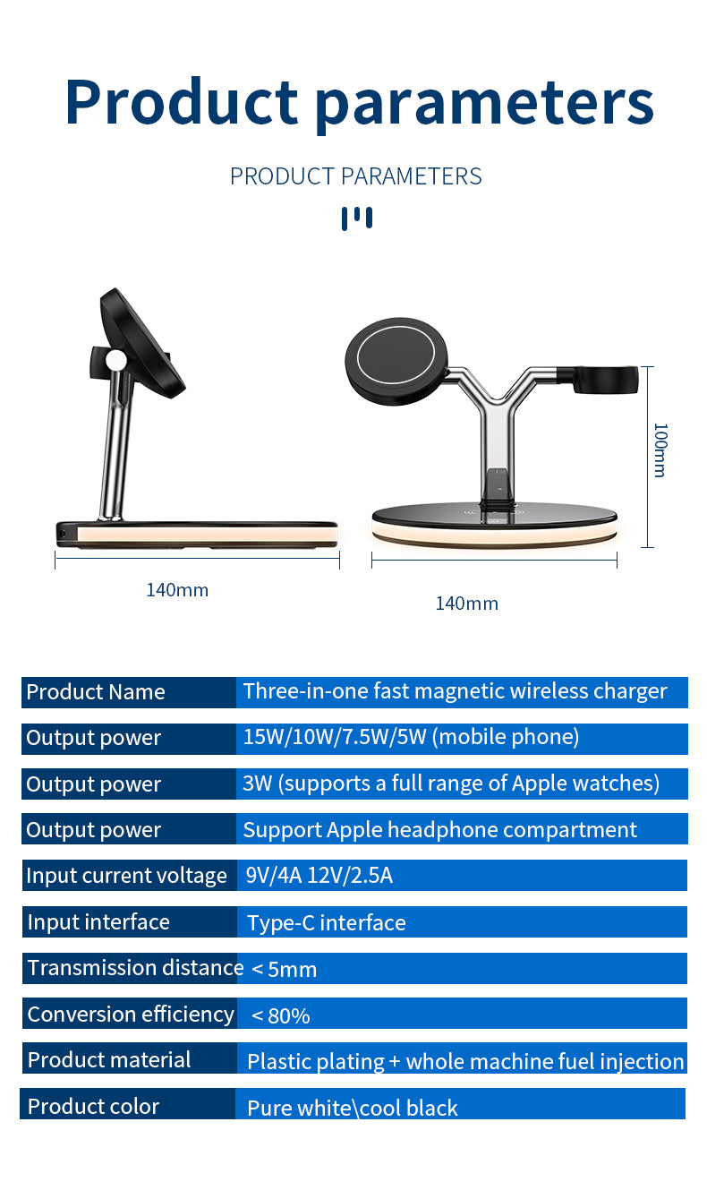 25W 3-in-1 magnetic wireless charger stand 970