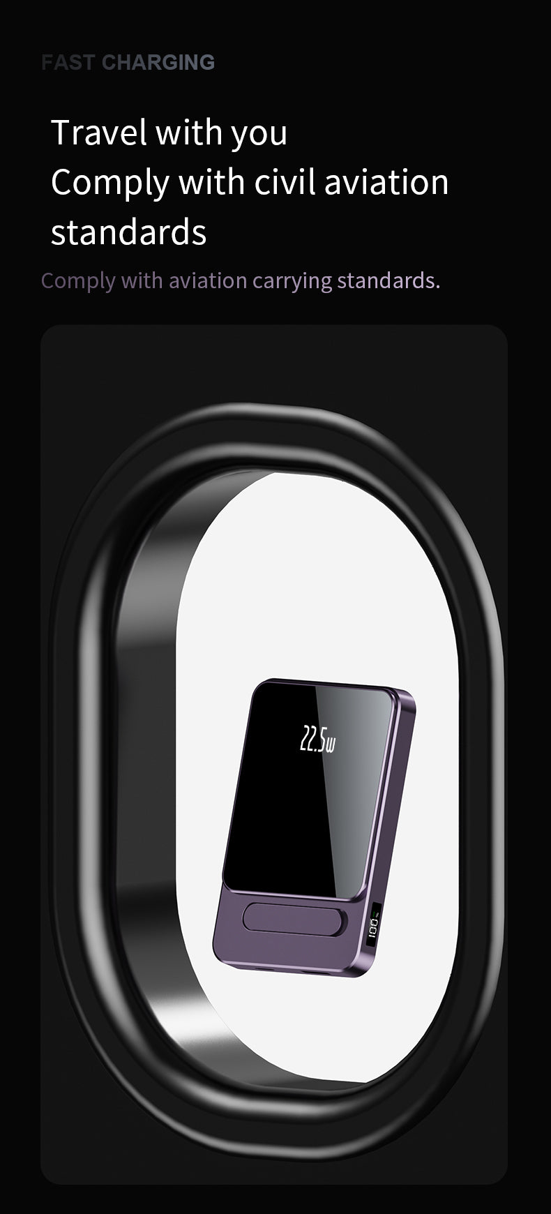 Ultra-thin magnetic 15W wireless charging power bank power display 22.5W PD Fast charging