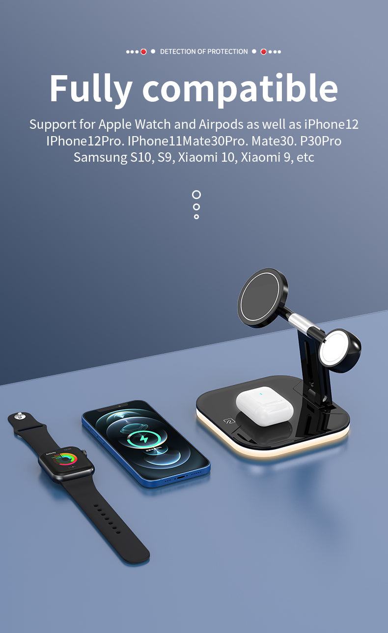 15W 3 in 1 Qi Magnetic Wireless Fast Charger for iPhone 971